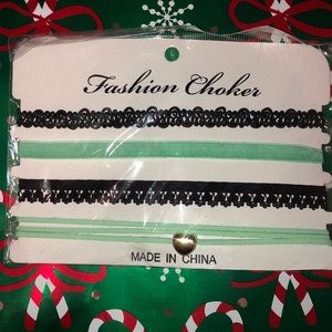 Black and mint green choker 4 pack.